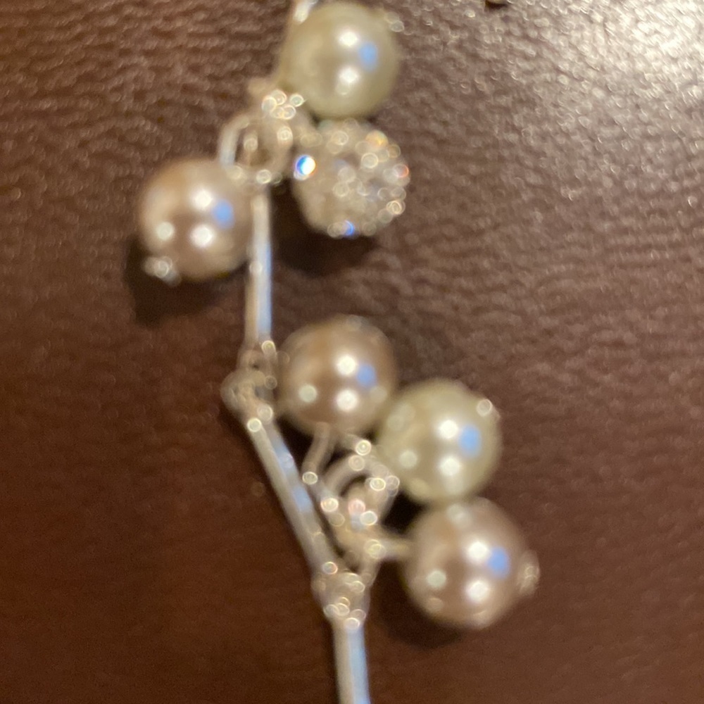 Silver Necklace - bar link, studded with pearls - Picture 3 of 3